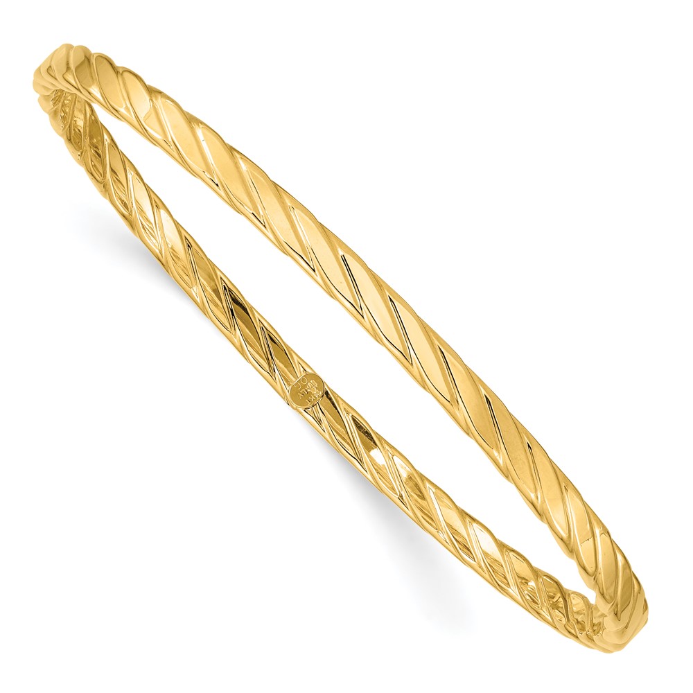 10K 4mm Textured Twist Slip-on Bangle (10DB651)