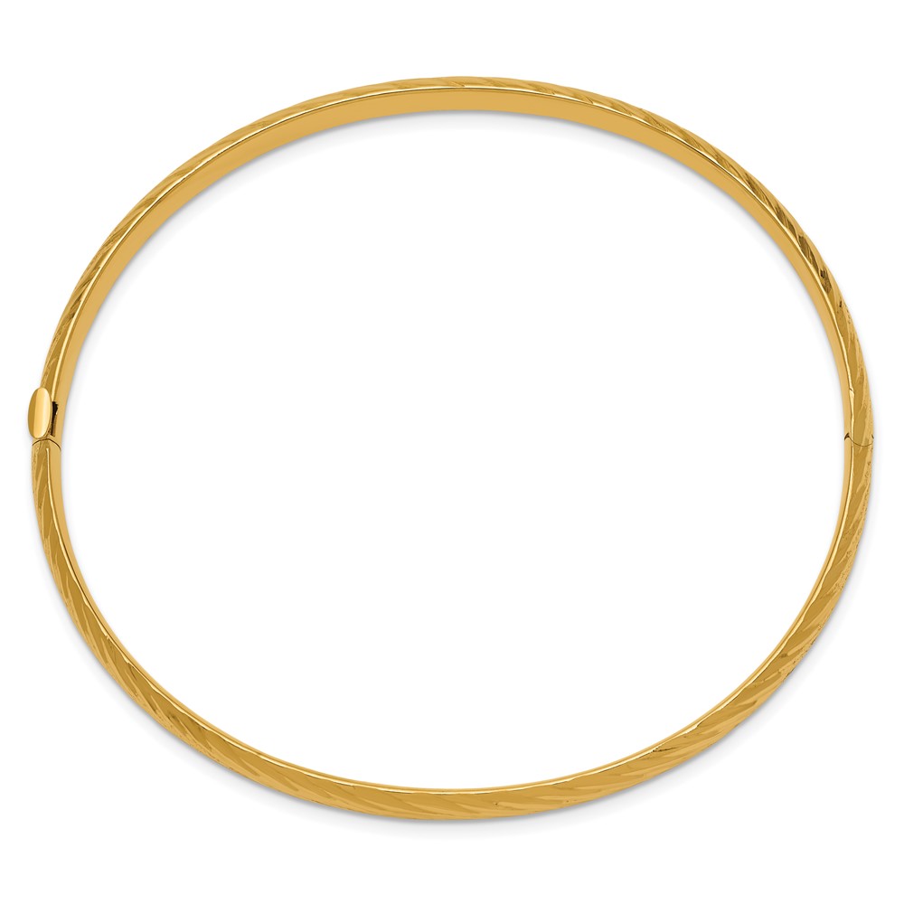 10k 3/16 Textured Hinged Bangle (10DB652)