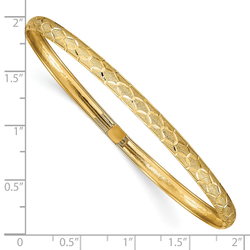 10k Hexagonal Design Diamond-cut Flexible Bangle (10DB696)