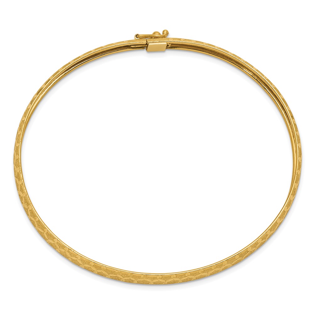 10k Hexagonal Design Diamond-cut Flexible Bangle (10DB699)