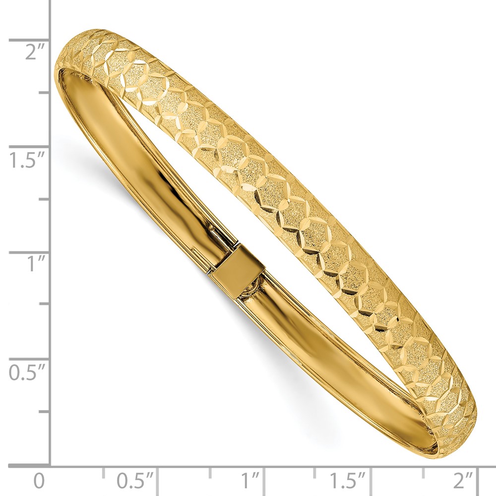 10k Hexagonal Design Diamond-cut Flexible Bangle (10DB699)