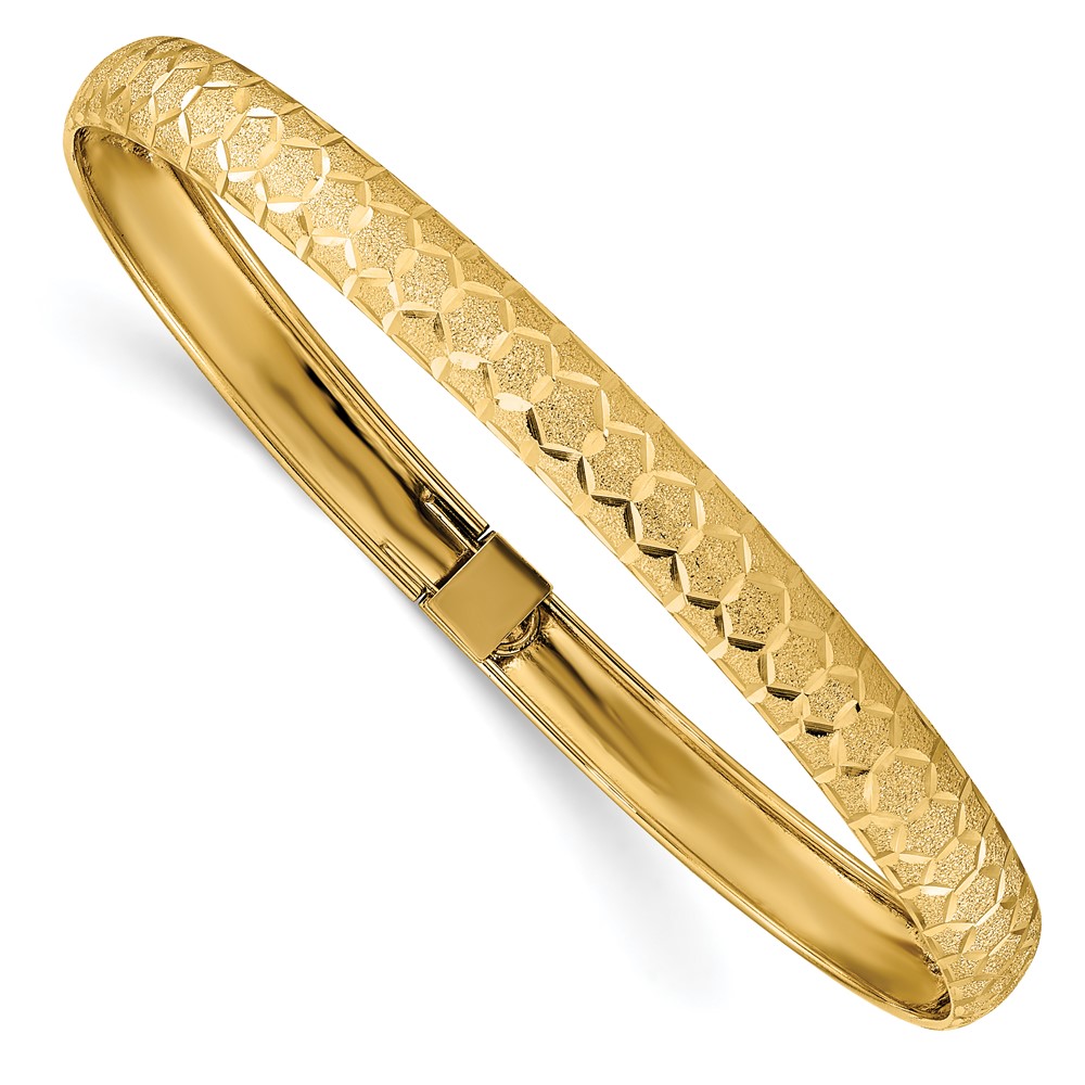 10k Hexagonal Design Diamond-cut Flexible Bangle (10DB699)