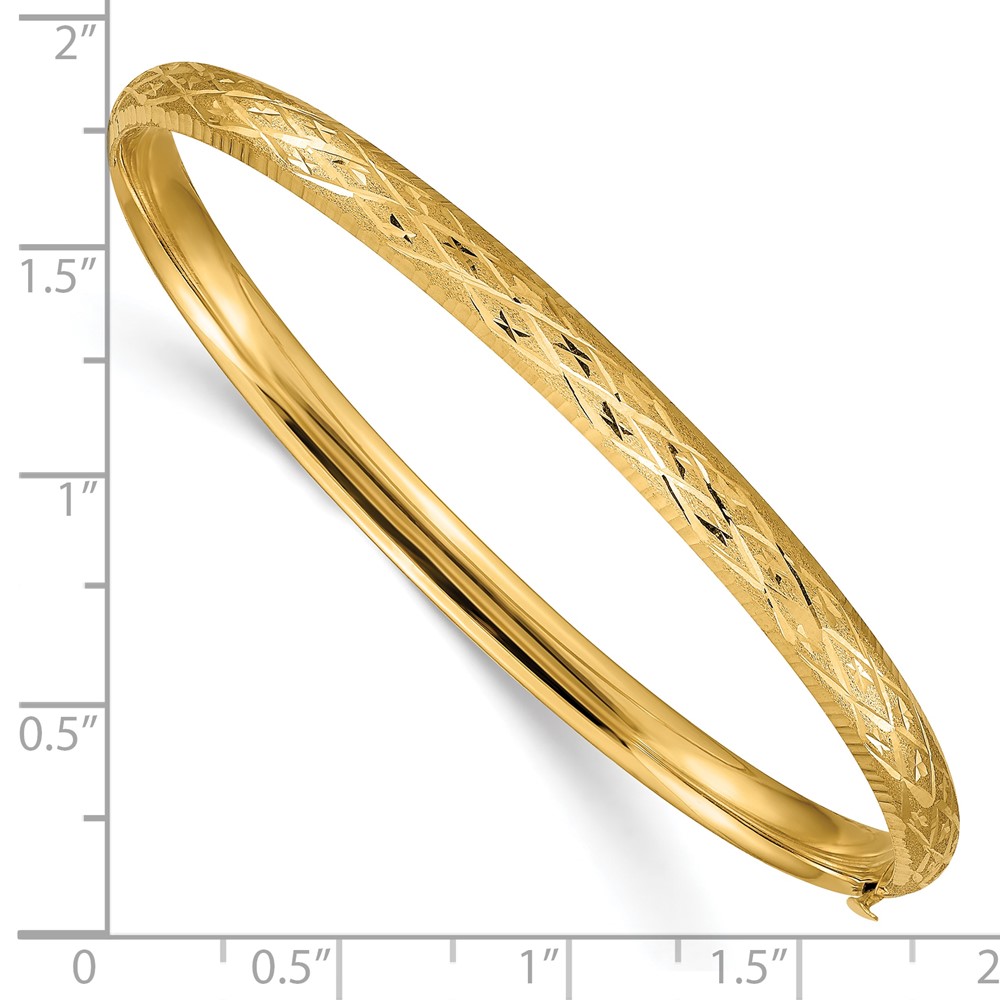 10k 3/16 Diamond-cut Fancy Hinged Bangle Bracelet (10DB94)