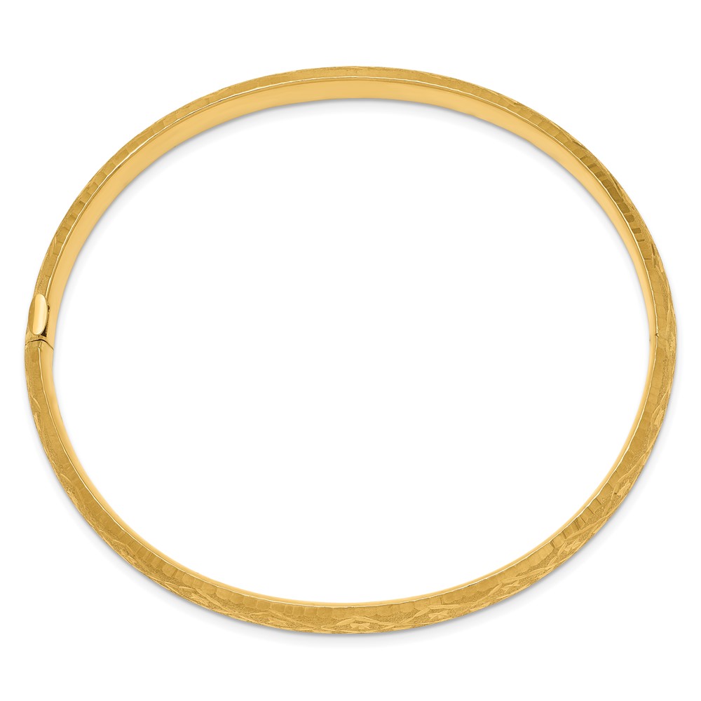 10k 4/16 Diamond-cut Fancy Hinged Bangle Bracelet (10DB95)