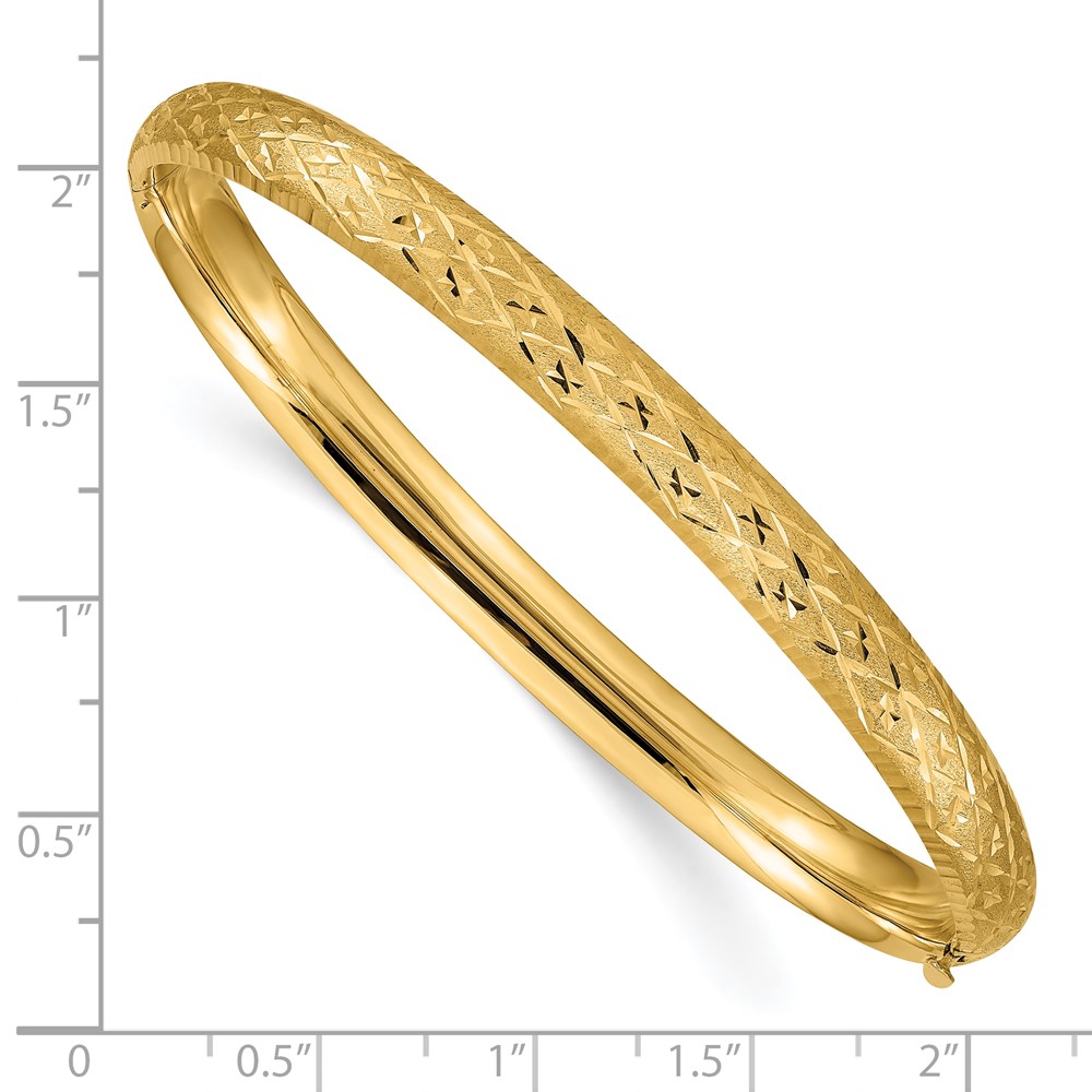 10k 4/16 Diamond-cut Fancy Hinged Bangle Bracelet (10DB95)