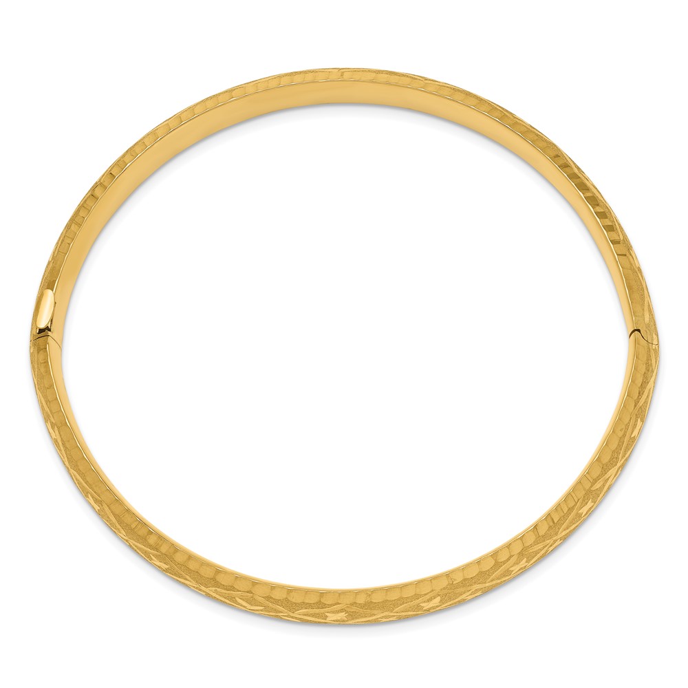 10k 5/16 Diamond-cut Fancy Hinged Bangle Bracelet (10DB96)