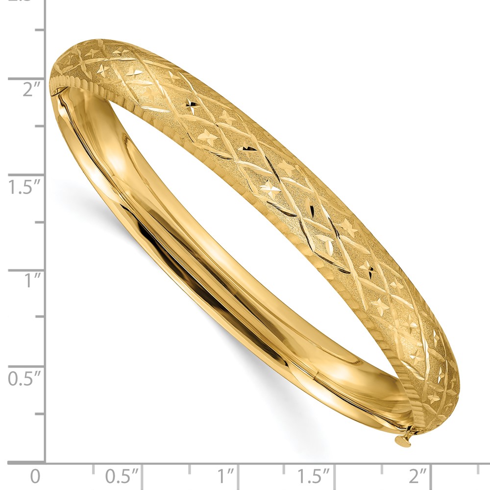 10k 5/16 Diamond-cut Fancy Hinged Bangle Bracelet (10DB96)