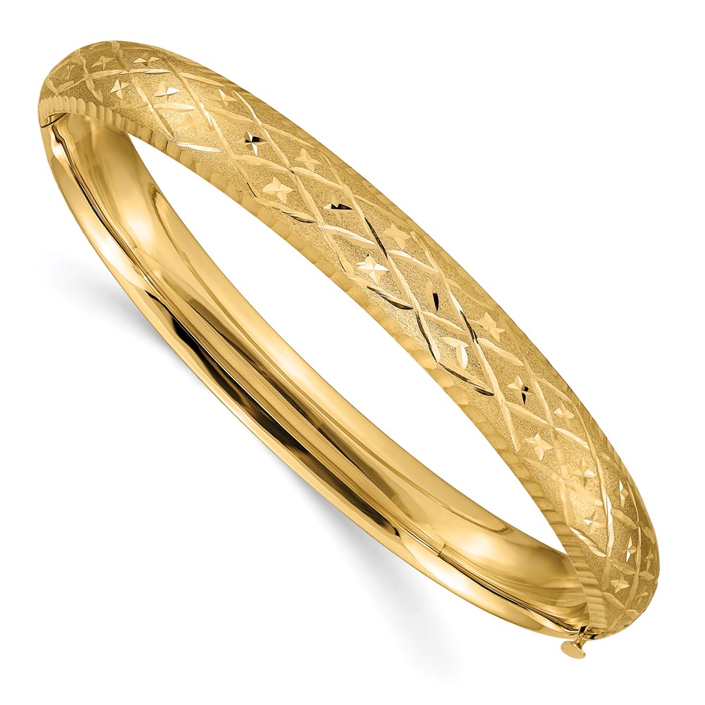 10k 5/16 Diamond-cut Fancy Hinged Bangle Bracelet (10DB96)