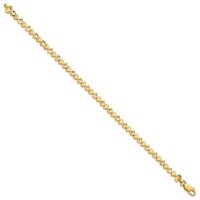 10K Yellow Gold Diamond-cut Heart Bracelet, 7" view 2