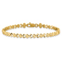 10K Yellow Gold Diamond-cut Heart Bracelet, 7" view 3