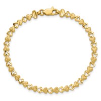 10K Yellow Gold Diamond-cut Heart Bracelet, 7" view 4
