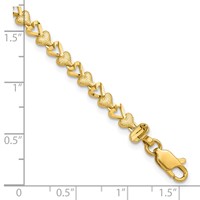 10K Yellow Gold Diamond-cut Heart Bracelet, 7" view 5