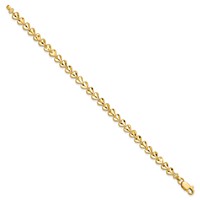 10K Yellow Gold Diamond-cut Heart Bracelet, 7" view 2