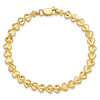 10K Yellow Gold Diamond-cut Heart Bracelet, 7" view 3