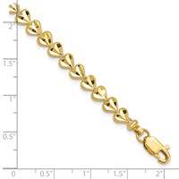 10K Yellow Gold Diamond-cut Heart Bracelet, 7" view 4