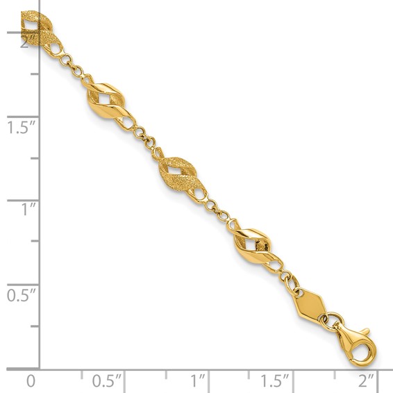 10k Polished and Lasered Spiral Link 7.25in Bracelet