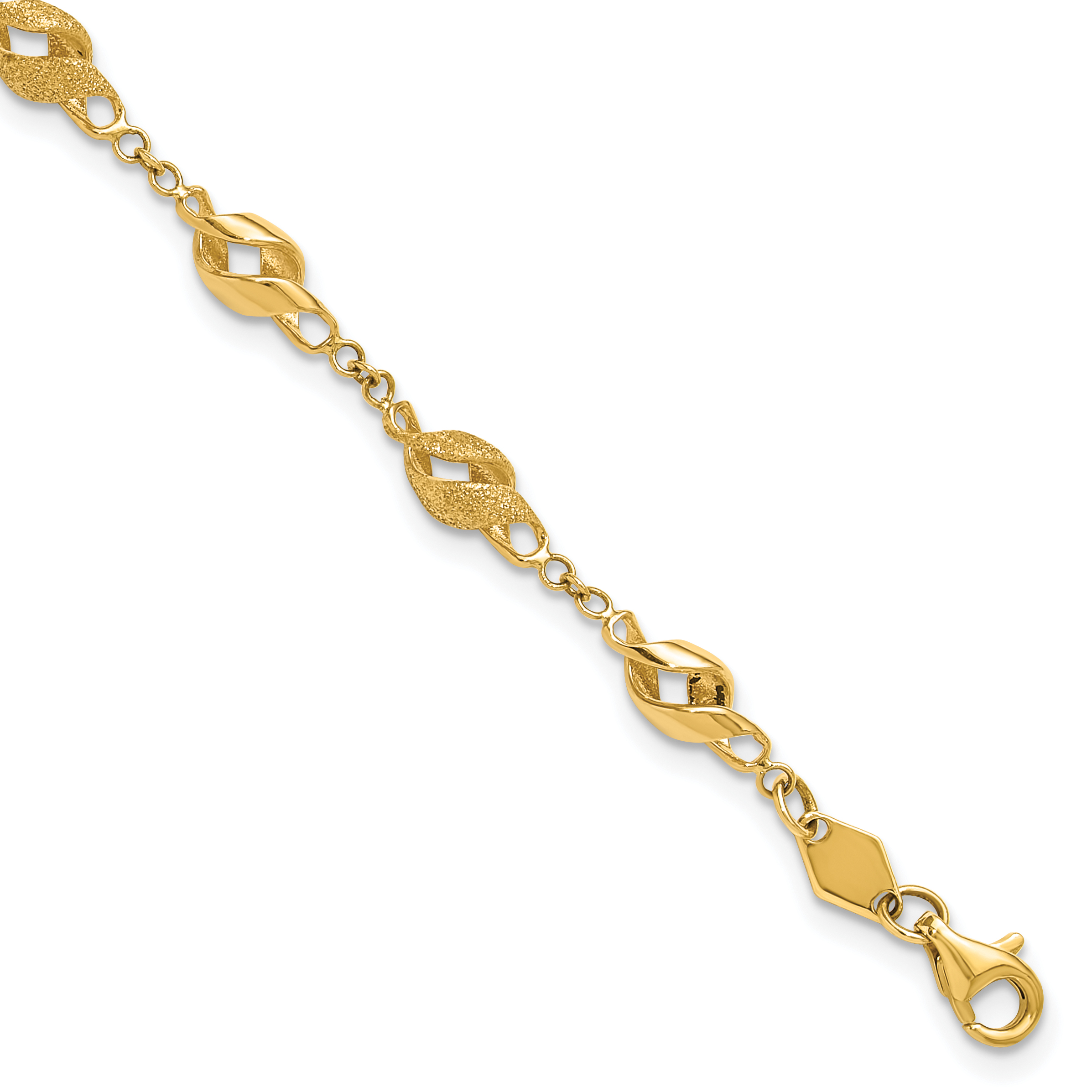10k Polished and Lasered Spiral Link 7.25in Bracelet (10DC39-7.25)