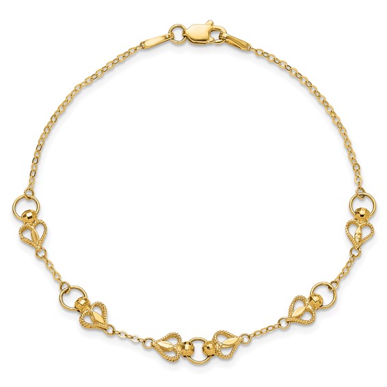 10k Polished Heart 7.5in Bracelet