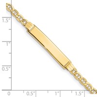 10K Yellow Gold Polished Semi-Solid Chain Solid Plate Anchor Link 25x 5mm Plate ID Bracelet, 7" view 3