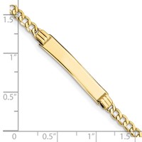 10K Yellow Gold Polished Semi-Solid Chain Solid Plate Cuban Link 25x 5mm Plate ID Bracelet, 7" view 4