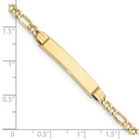 10K Yellow Gold Polished Semi-Solid Chain Solid Plate Figaro Link 25x 5mm Plate ID Bracelet, 8" view 3