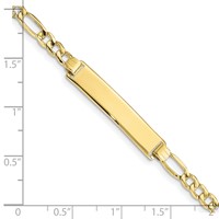 10K Yellow Gold Polished Semi-Solid Chain Solid Plate Figaro Link 33x 6mm Plate ID Bracelet, 7" view 3