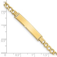 10K Polished Semi-Solid Chain Solid Plate Curb Link 33x6mm Plate 7 Inch ID Bracelet view 3