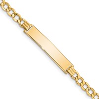 10K Polished Semi-Solid Chain Solid Plate Curb Link 33x6mm Plate 7 Inch ID Bracelet view 1