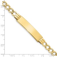 10K Yellow Gold Polished Semi-Solid Chain Solid Plate 5.9mm Curb Link 37x10mm Plate ID Bracelet - 8in view 3