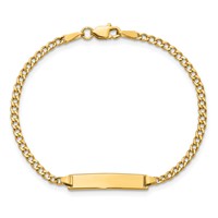 10K Yellow Gold Polished Semi-Solid Chain Solid Plate Cuban Link 20x 4.5mm Plate ID Bracelet, 6" view 4