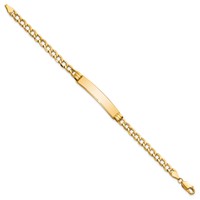 10K Polished Semi-Solid Chain Solid Plate Cuban Link 35x7mm Plate 7 Inch ID Bracelet view 2