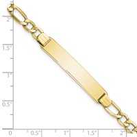 10K Yellow Gold Polished Semi-Solid Chain Solid Plate Figaro Link 35x 7mm Plate ID Bracelet, 8" view 3