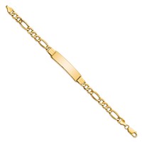 10K Yellow Gold Polished Semi-Solid Chain Solid Plate Figaro Link 37x10mm Plate ID Bracelet - 8in view 2