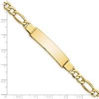 10K Yellow Gold Polished Semi-Solid Chain Solid Plate Figaro Link 37x10mm Plate ID Bracelet - 8in view 3