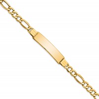 10K Yellow Gold Polished Semi-Solid Chain Solid Plate Figaro Link 37x10mm Plate ID Bracelet - 8in view 1