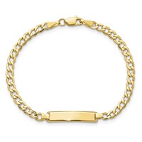 10K Polished Semi-Solid Chain Solid Plate Cuban Link 23.5x4.5mm Plate 6 Inch ID Bracelet view 4