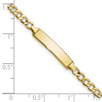 10K Polished Semi-Solid Chain Solid Plate Cuban Link 23.5x4.5mm Plate 6 Inch ID Bracelet view 3