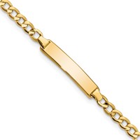 10K Polished Semi-Solid Chain Solid Plate Cuban Link 23.5x4.5mm Plate 6 Inch ID Bracelet view 1