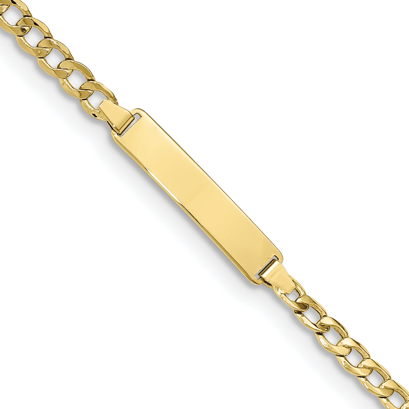 10k Semi-solid Curb Link ID Bracelet (10DCID138-7)