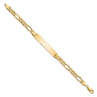 10K Yellow Gold Polished Semi-Solid Chain Solid Plate Figaro Link 39x 8mm Plate ID Bracelet, 7" view 2