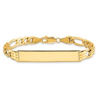 10K Yellow Gold Polished Semi-Solid Chain Solid Plate Figaro Link 39x 8mm Plate ID Bracelet, 7" view 3