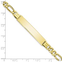 10K Yellow Gold Polished Semi-Solid Chain Solid Plate Figaro Link 39x 8mm Plate ID Bracelet, 7" view 4