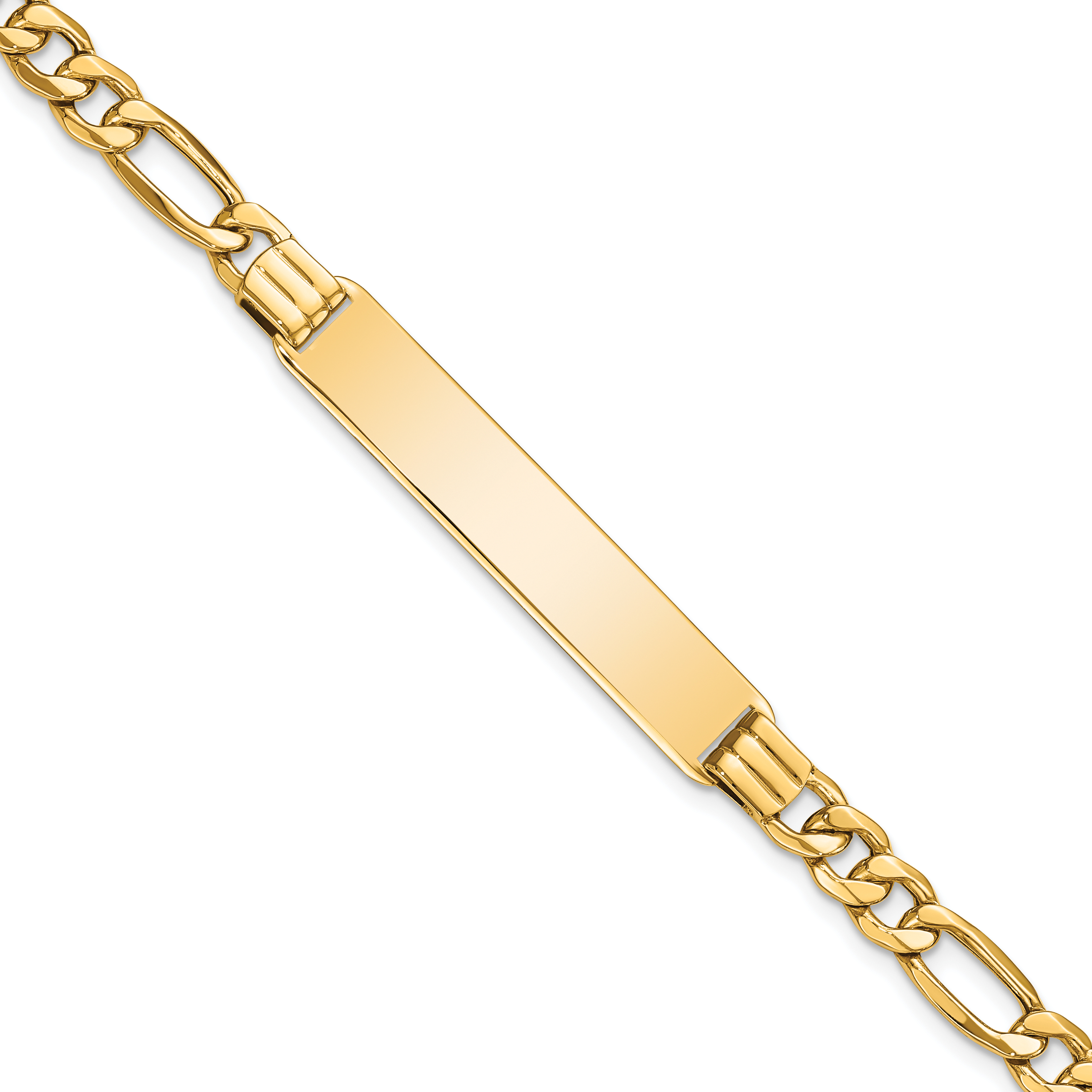 10k Semi-solid Figaro Link ID Bracelet (10DCID141-8)
