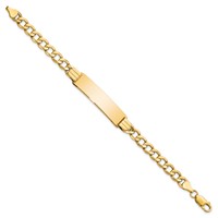 10K Yellow Gold Polished Semi-Solid Chain Solid Plate Curb Link 37x 10mm Plate ID Bracelet, 8" view 2