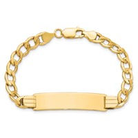 10K Yellow Gold Polished Semi-Solid Chain Solid Plate Curb Link 37x 10mm Plate ID Bracelet, 8" view 4