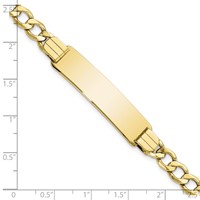 10K Yellow Gold Polished Semi-Solid Chain Solid Plate Curb Link 37x 10mm Plate ID Bracelet, 8" view 3