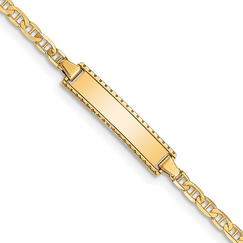 10K Yellow Gold Polished Solid Chain Solid Plate Anchor Link 18.5x 5mm Plate ID Bracelet, 6"