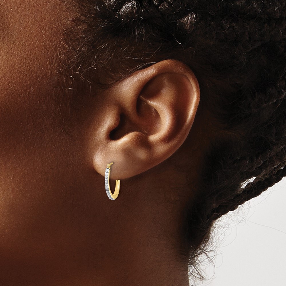 10k Diamond Fascination Small Hinged Hoop Earrings (10DF172)