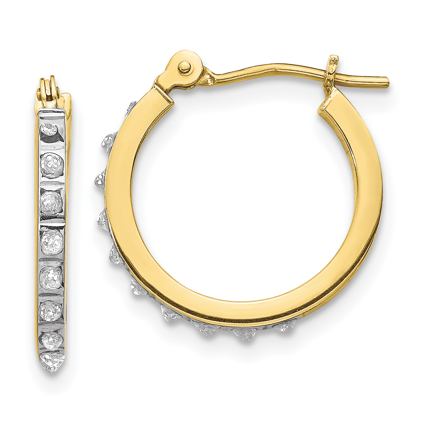 10k Diamond Fascination Small Hinged Hoop Earrings (10DF172)