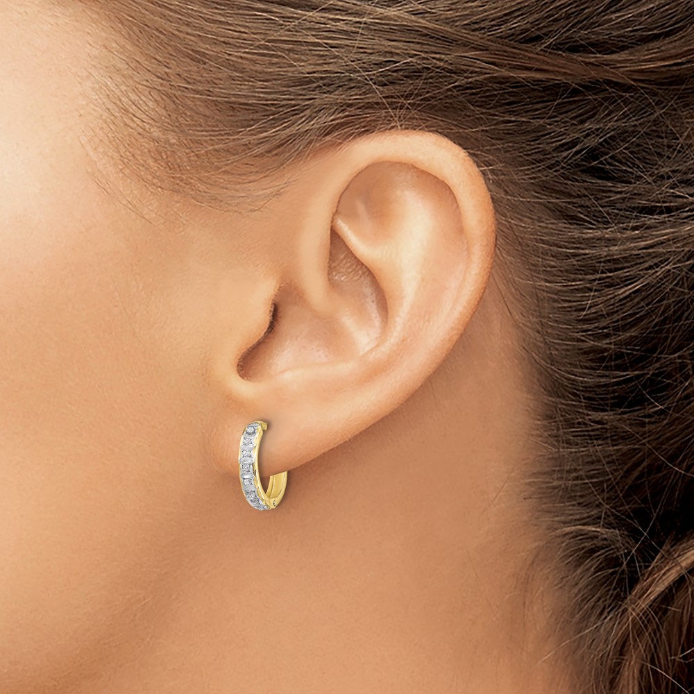 10k Diamond Fascination Round Hinged Hoop Earrings (10DF177)